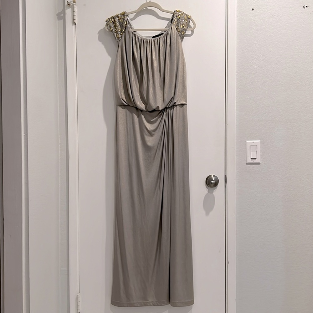 TADASHI SHOJI Embellished Sleeve Jersey Evening Gown
